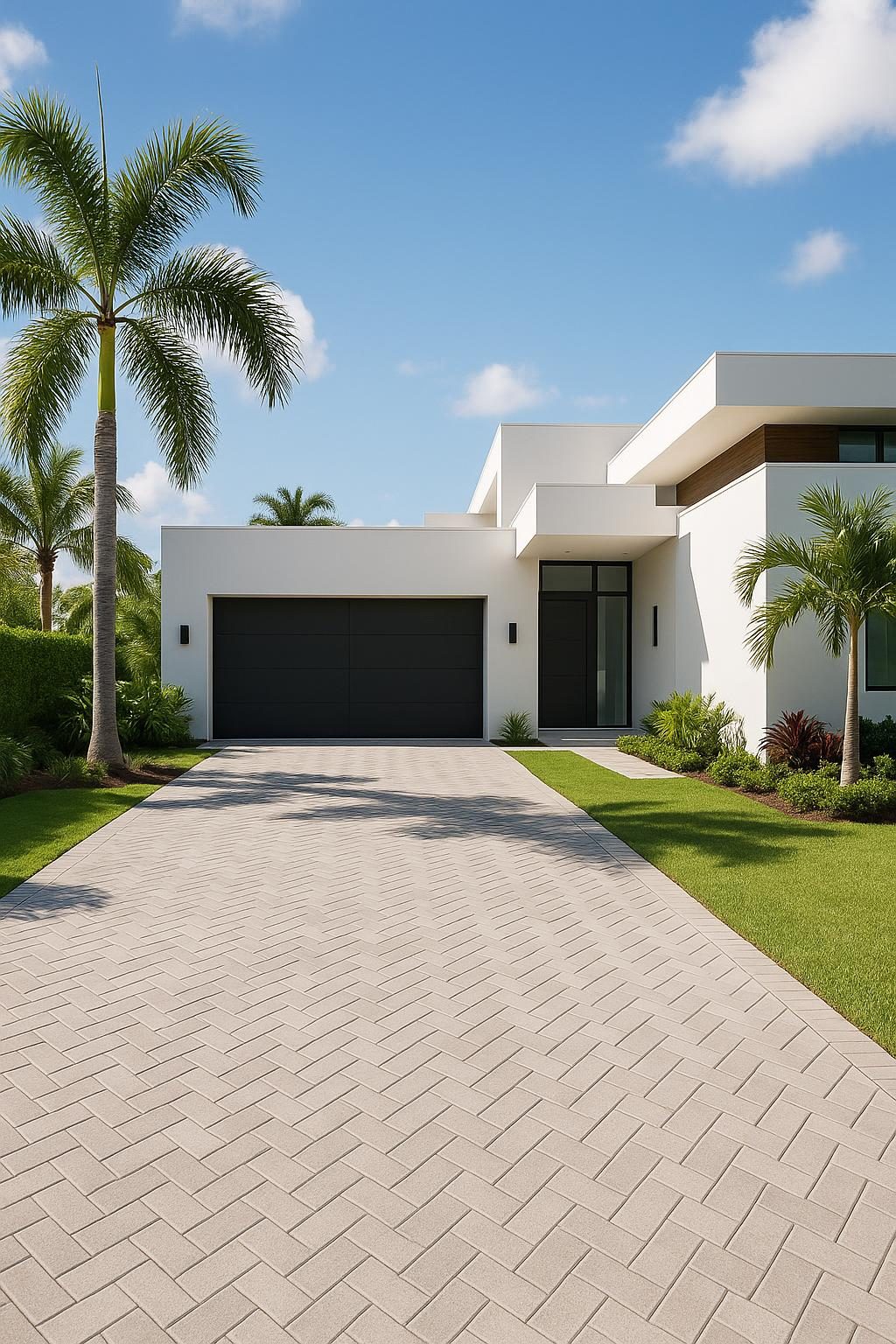 Close view of a modern driveway